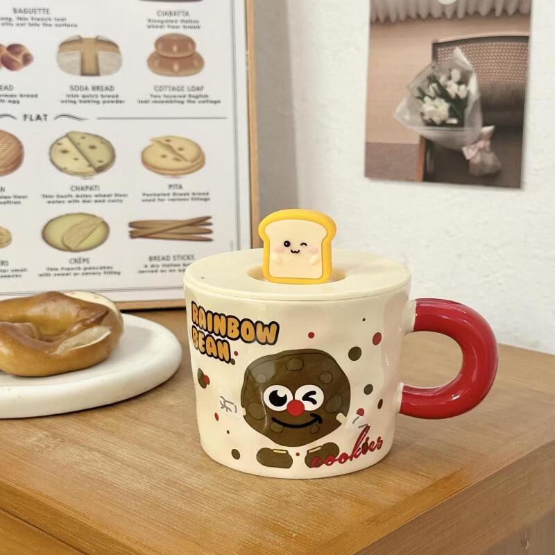 Cute Cartoon Ceramic Mug with Lid