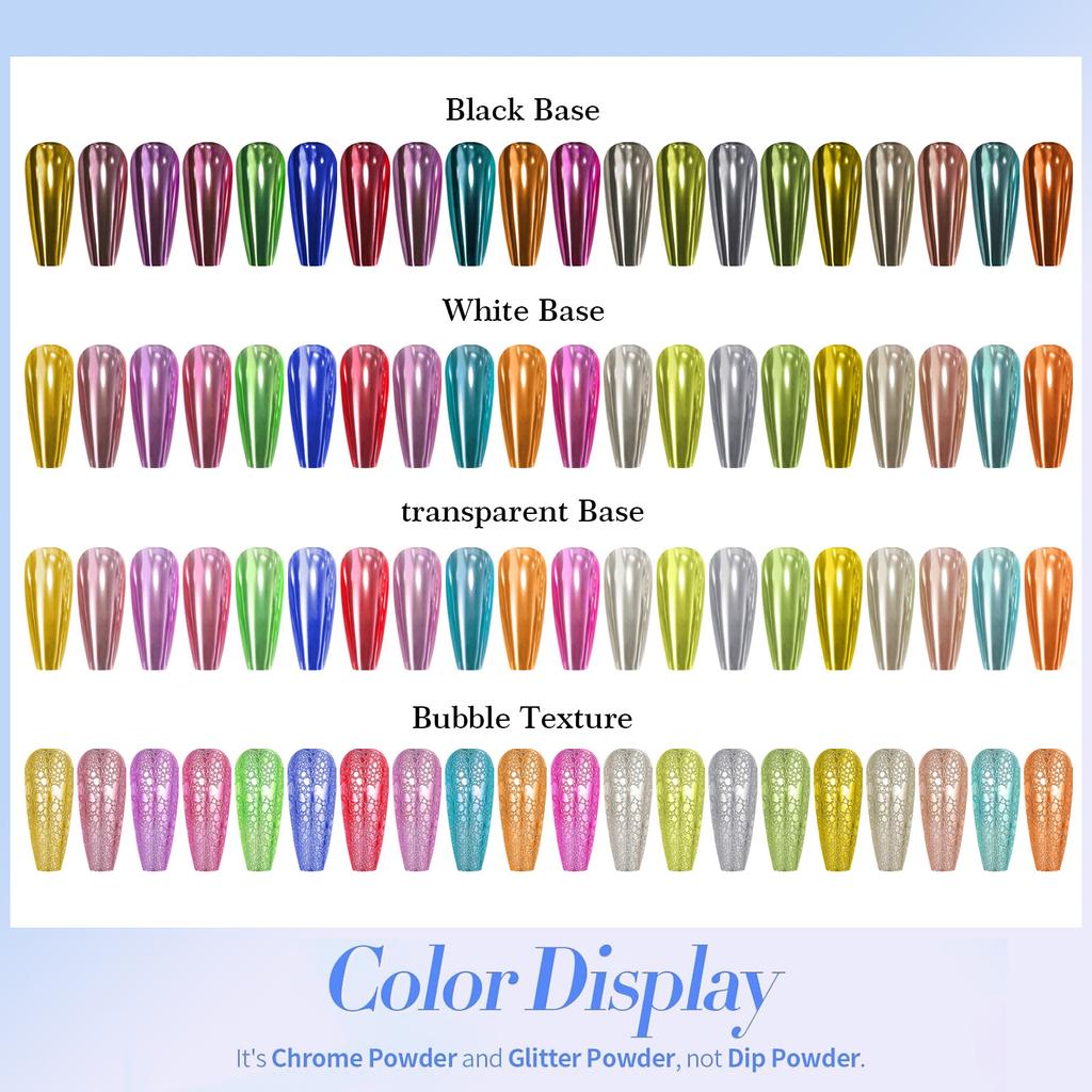 Nail Art Titanpulver, Spiegelmehl, einfarbig, galvanisch, magisches Spiegelpulver, Nail Art Glitter Mcb Set