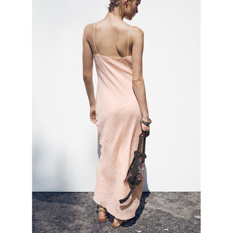 Summer New Arrival Women's Clothing Sexy V-neck Skirt with Shoulder Straps Laminated Decoration Intimates Midi Skirt Dress 5029107