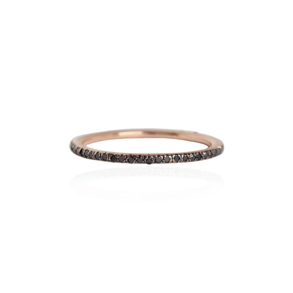 Mezmic Art Black Diamond Tennis 14K Gold Ring