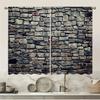 2PC Home Brick and Stone Wallsl Curtains With Landscape Background And Pole Pocket Curtains, Kitchen, Coffee Shop, Living Room,