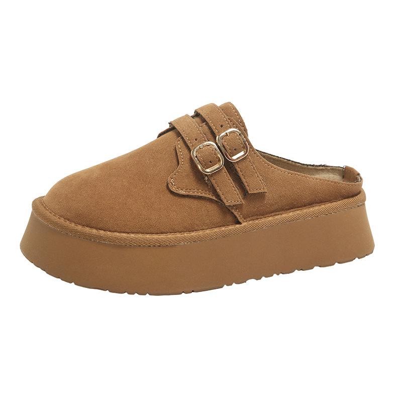 

Баотоу драг двубортные женские туфли на плоской подошве удобные тапочки пробка рыбалка полутапочки увеличивают рост и сочетаются 35 малиновый