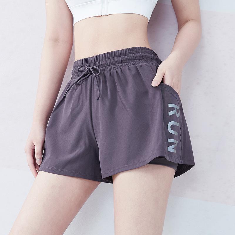Women’s Quick-Dry Yoga Running Shorts with Pockets - Loose Fit, Two-Piece Look, Anti-Exposure Design, Fitness & Casual Wear