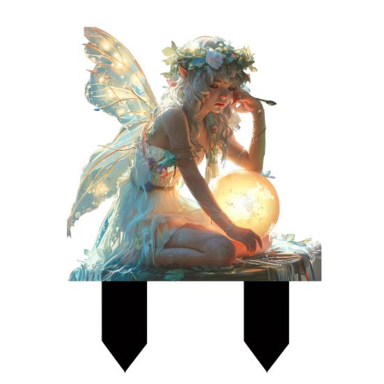 Flower Fairy Garden Stake 2D Flat Acrylic Luminous Ball Yard Art Stake Waterproof A
