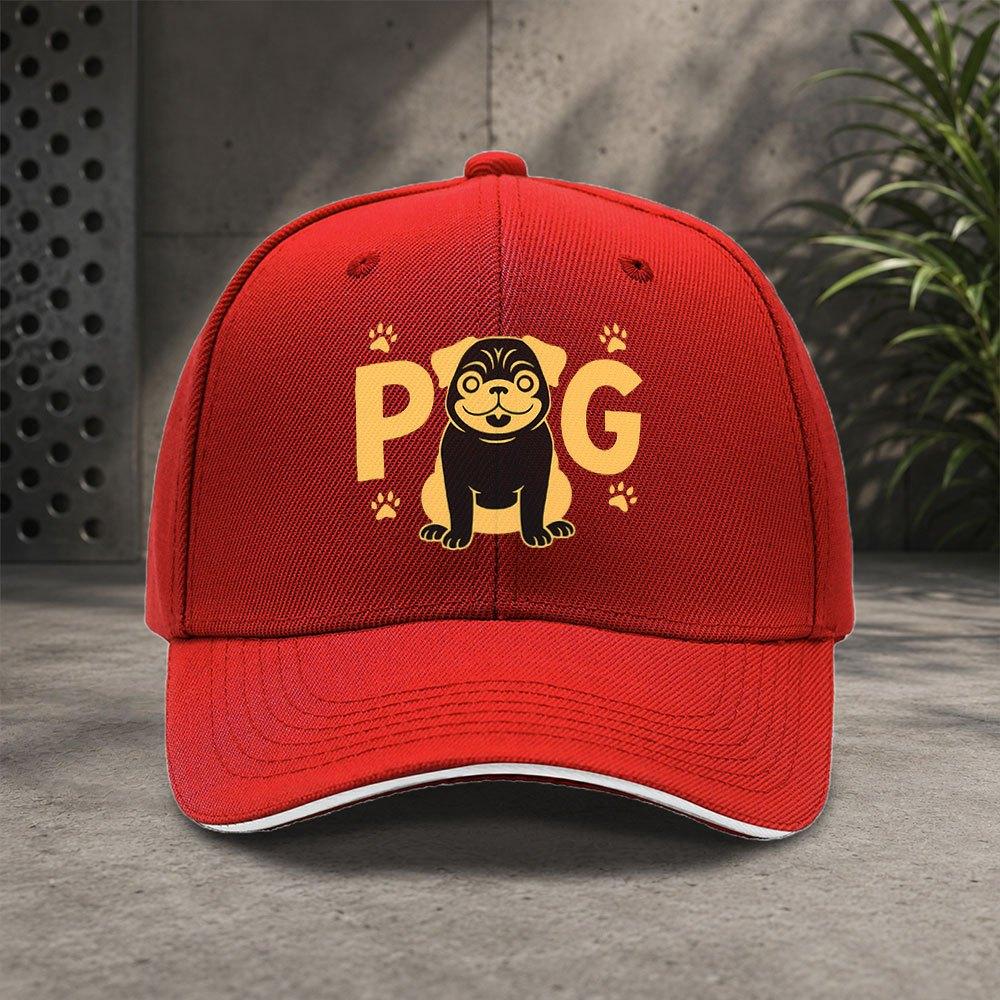 Pug Dog Pattern Adjustable Baseball Cap Unisex Lightweight Casual Sports Party Hat Fashion Trendy Gift