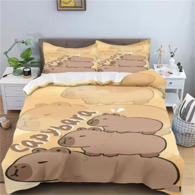 Capybaras Duvet Cover Anime Bedding Pillowcase Printed General Children And Adult Set Queen Size Reactive Printing Quilt