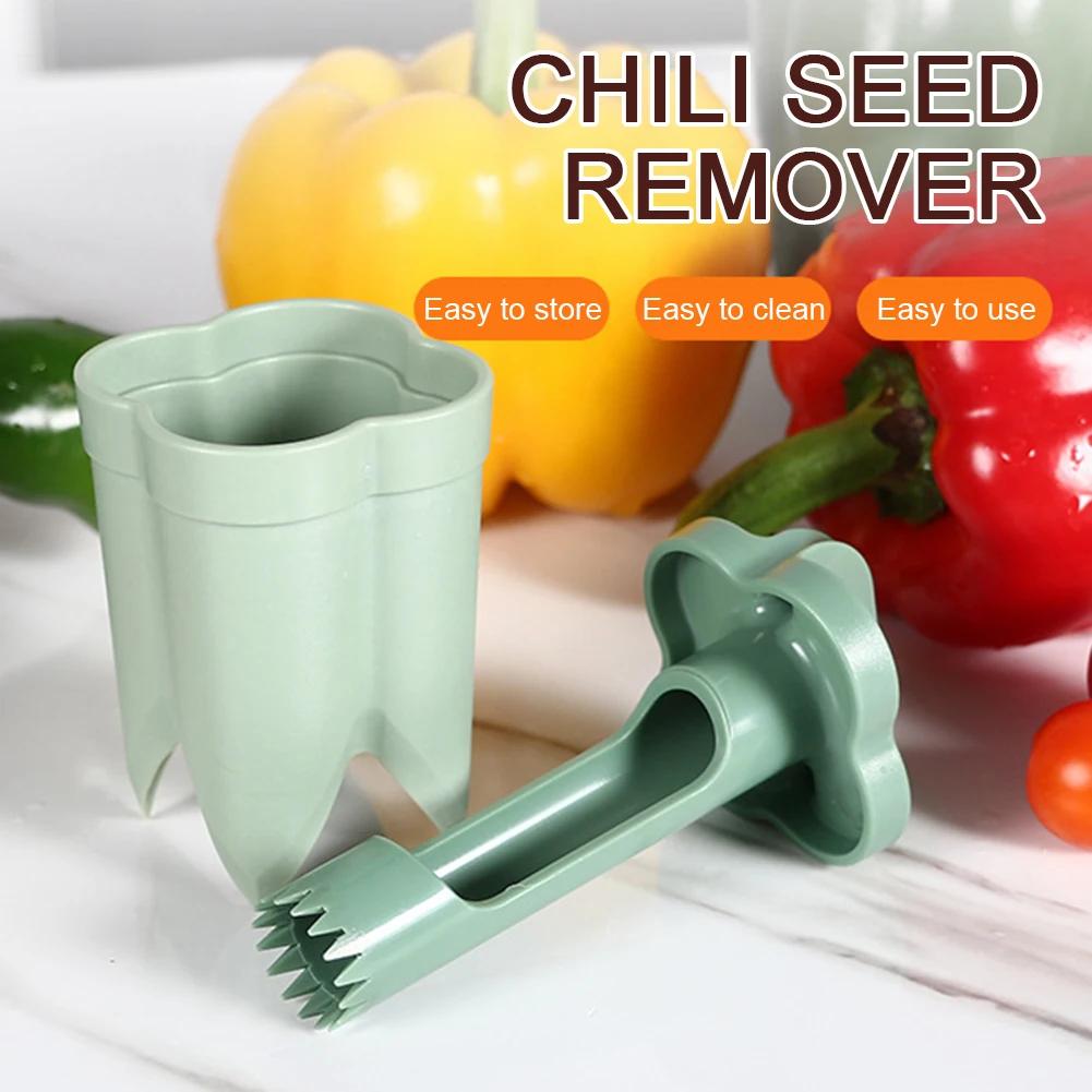 2-in-1 Reusable Fruit Vegetable Coring Tools Fruit Pepper Corer Color Pepper Corer Seed Removing Tool Portable Kitchen Utensil