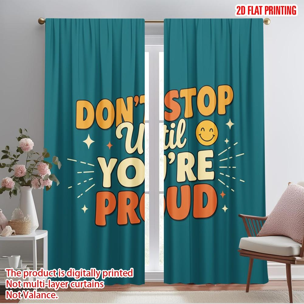2pcs 2D flat printing Curtains Motivational Quote Fabric Without Electricity Seasonal Party & Holiday Decor for Holiday Decor