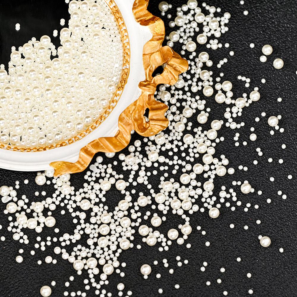 2.5-5mm Colorful Pearl Beads Round Nail Charms Pearl 3D Beads Ball Jewelry Rhinestones Nail Art Decoration Nail DIY Manicure 10g