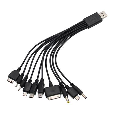 Cablu de date USB unu-la-zece pentru telefon mobil 1PC, banc de alimentare cu lumină de camping Cablu de încărcare zece-în-unul 10ni1 Multi-head One-line