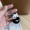 Kawaii Soft Mink Fur Panda Keychain Korean Style White Mini Mink Pendant Plush Stuffed Animal Plush Mink Keyring Bag Pendant