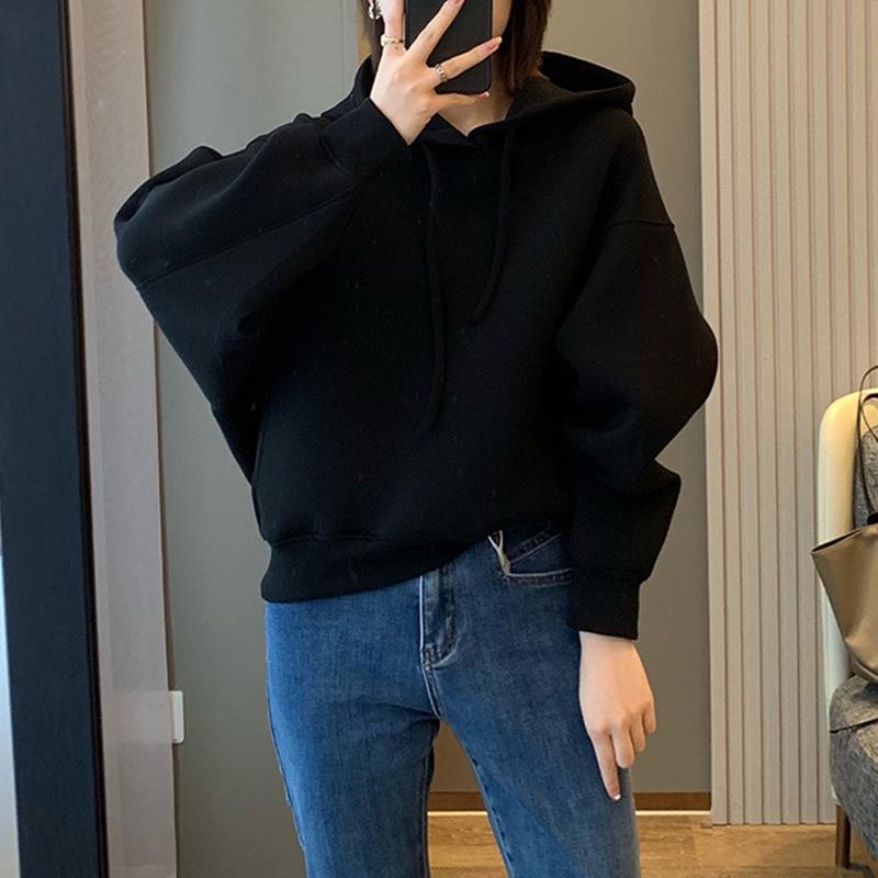 Women's Hooded Sweatshirt Casual Solid Color Loose Top