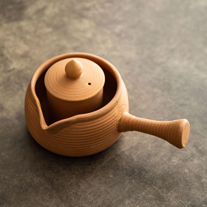 Dibblang Ceramic Side Handle Tea Pot - 420ml Gradient Brown