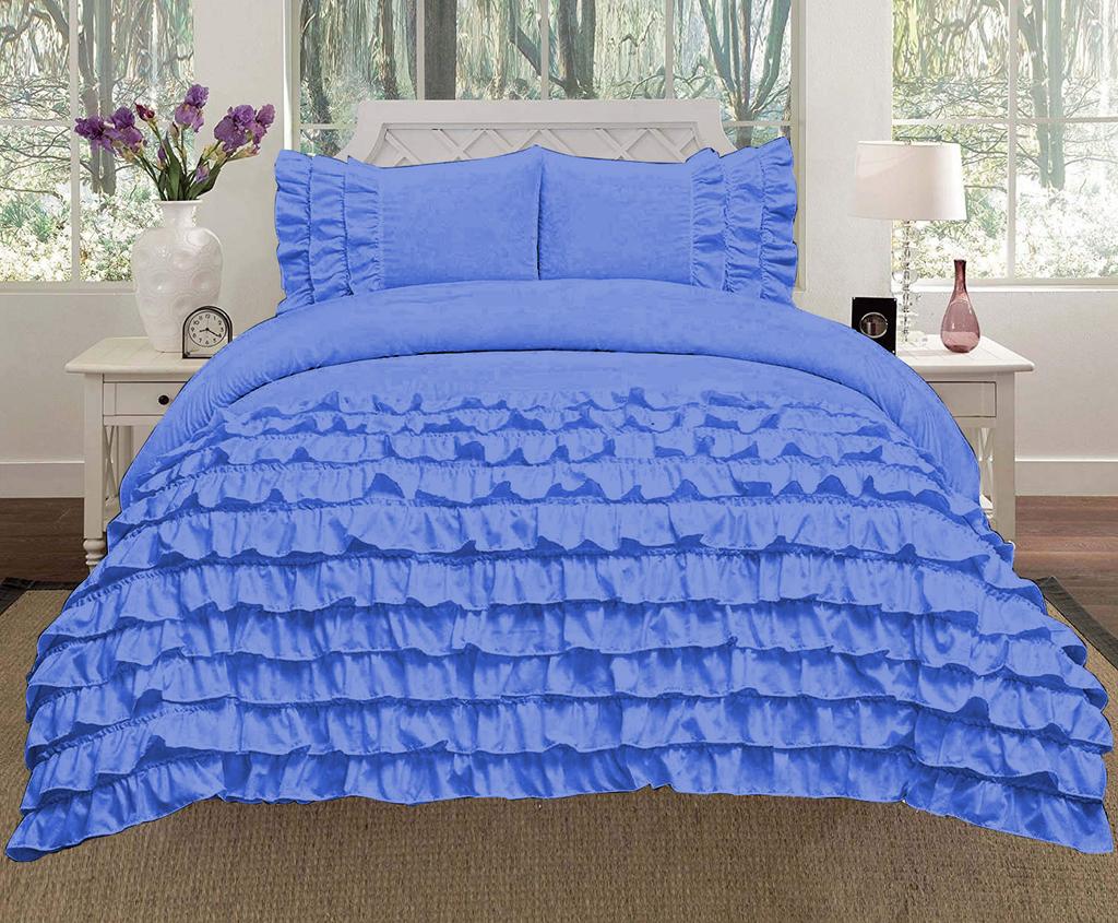 Luxora 3PC Egyptian Cotton 600TC Duvet Set with Asymmetric Half Ruffle Charm - Multi Sizes & Colors (1 Duvet Cover & 2 Pillow Shams)