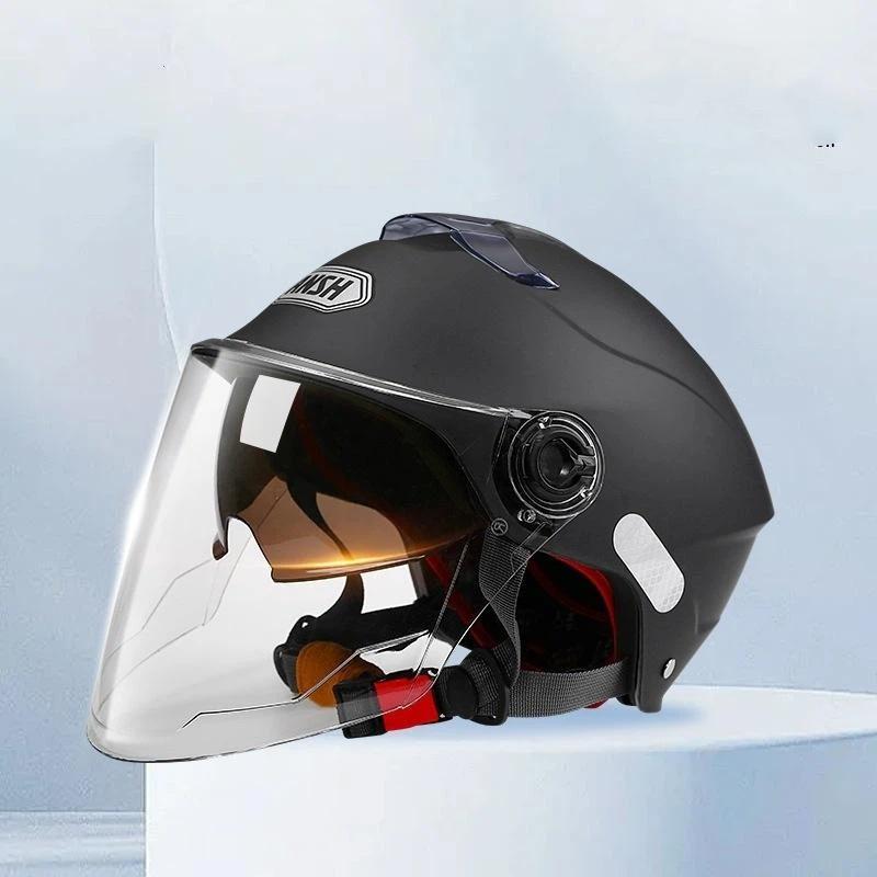 1Pcs Electric Bike Half Helmet Double Lens Electric Motorcycle Helmet Summer Sun Protection Safety Helmet For Women Men