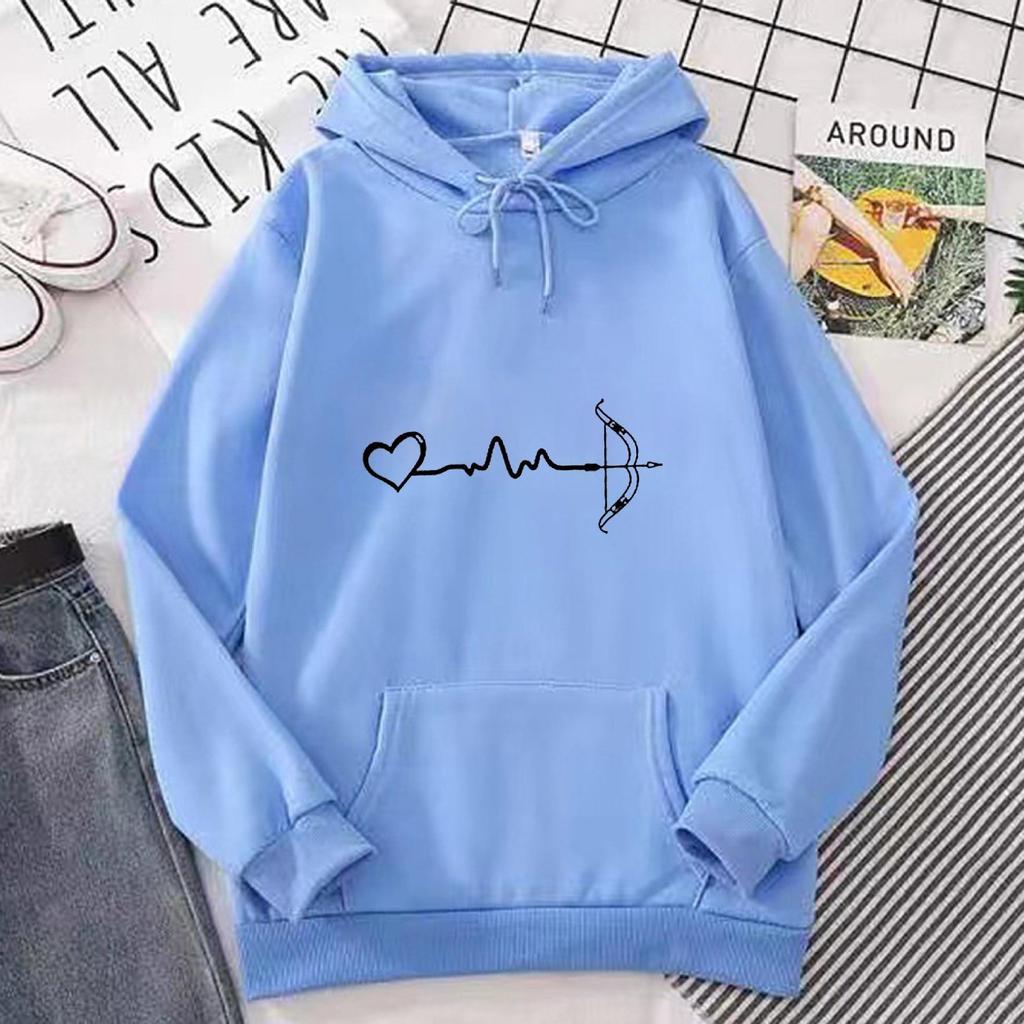 Women's Fashion Casual Fun Print Hooded Sweatshirt Loose Sports Tops Pullover
