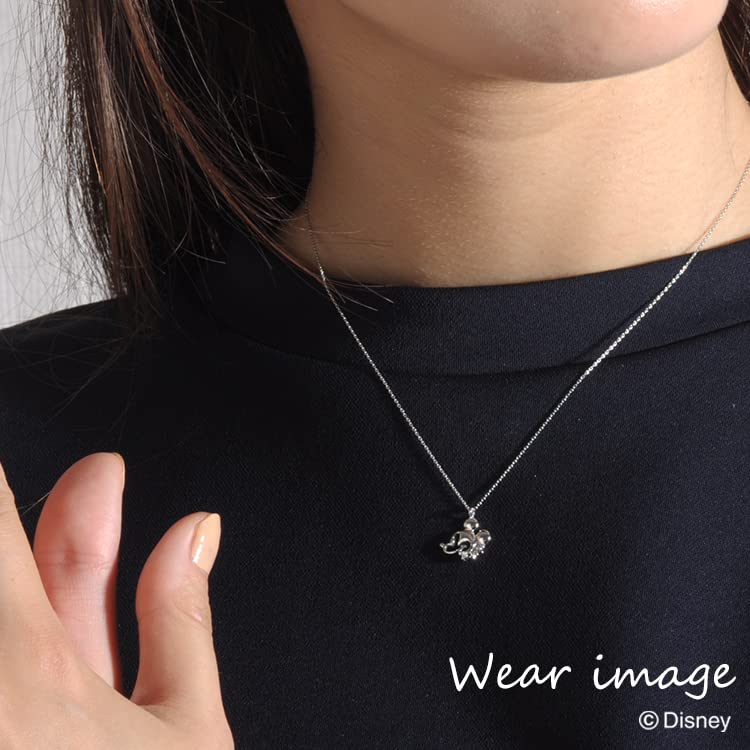 Mickey-Anhänger-Halskette 10 Karat Weißgold mit Diamantgesicht OPCDS20215 [Disney]