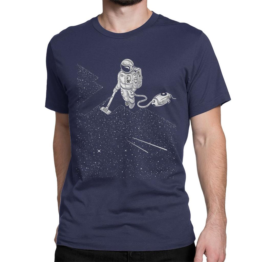 Astronaut Space Vacuum Cleaner T Shirts Men Women Cotton Novelty T-Shirt Round Collar Tees Short Sleeve Clothes Plus Size