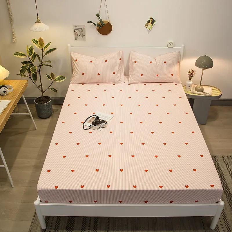 

Fashionable 100% Cotton Printed Flower Fitted Sheet Double Queen Size Soft Rose Bedding 180x200cm only 1 pcs