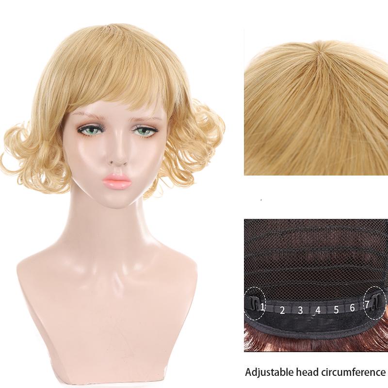 Synthetische kurze Perücke 25 cm/10 Zoll dunkelbraunes lockiges Haar Mode Simulation Kopfhaut Frauen Perücken