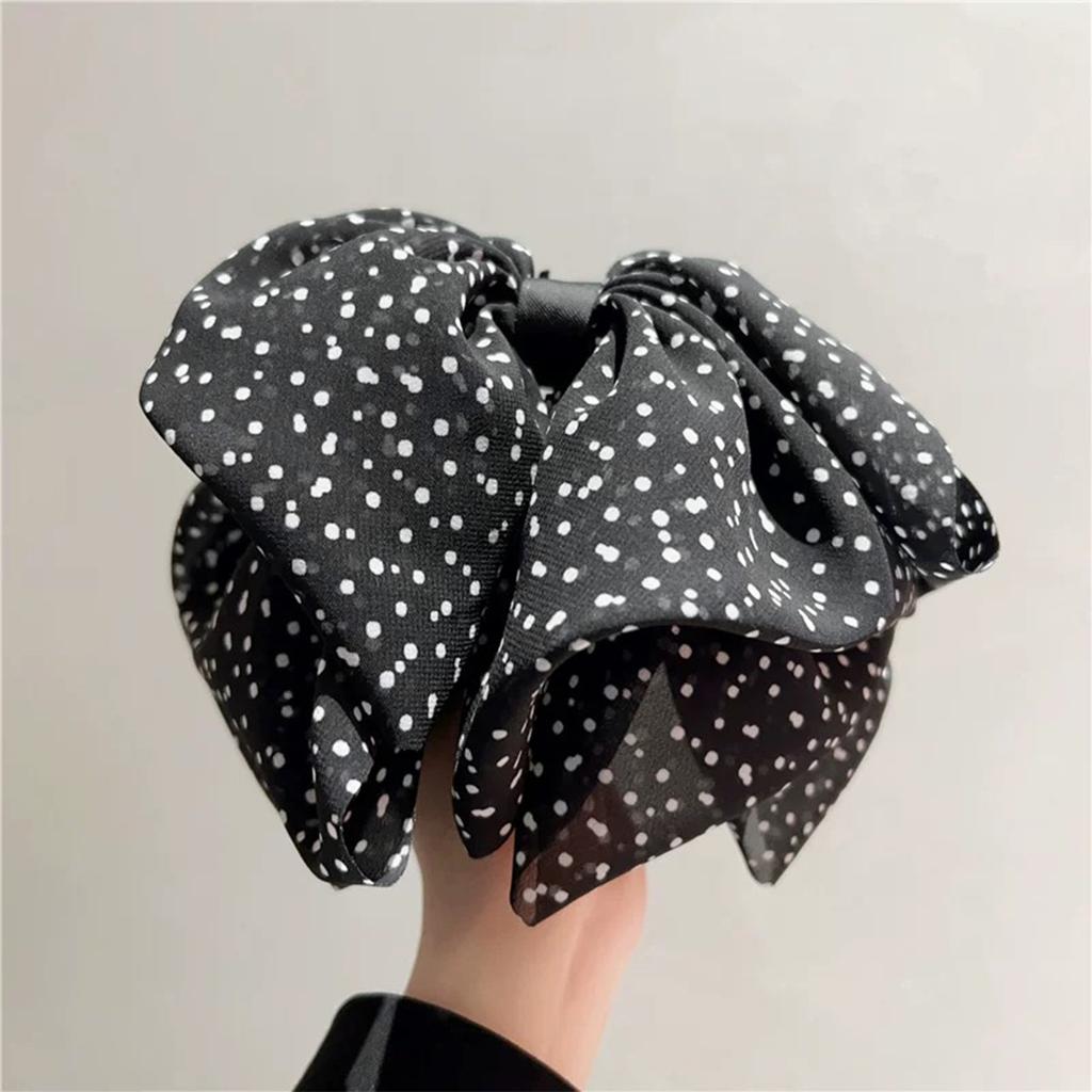 Large Hair Bow Clips for Women Black Silk Hair Bow Clips Long Tail French Hair Ribbon Coquette Bows Hair Accessories for Girls
