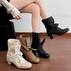 Brown Retro Thick Heel Boots Women's Summer 2026 New Versatile Skirt Soft Sole Heightening Korean Short Boots