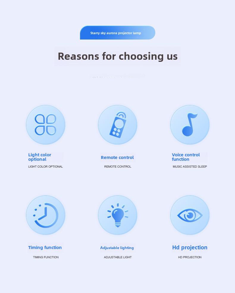 Northern Lights Bluetooth Starry Sky Projector Lamp with Music and USB Remote Control