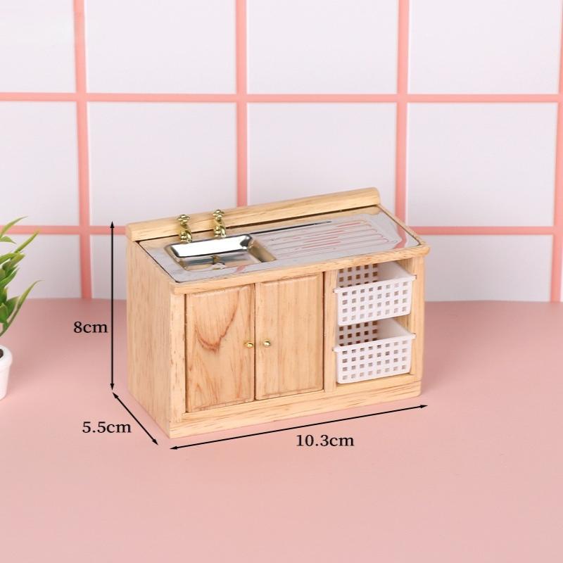 

1 Набор Миниатюрной Европейской Мебели для Спальни 1:12 Сцена Кухни Кукольного Домика Кухонный Стол Раковина Шкаф Модель Игрушка Аксессуары для Кукол A3