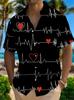 Trendy Short-sleeve Shirt with Love & Heart Prints, Casual and Versatile for Daily Wear.