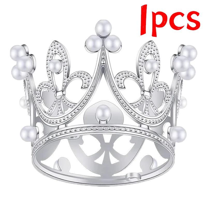 

1/20Pcs Mini Pearl Crown Kids Girls Hair Clips Pins Diy Gold Silver Headwears Ornaments Cupcake Topper Decoration Birthday Party