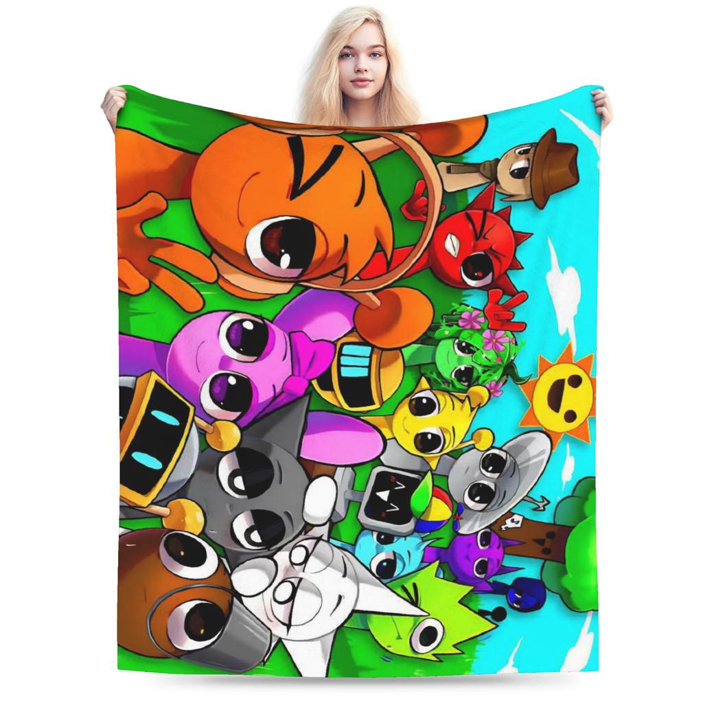 Cartoon Sprunki Music Game Blanket Fleece Soft Throw Blanket for Bedding Couch Bed Rug
