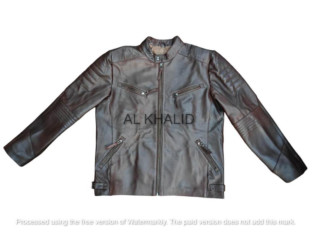 Braune Lederjacke aus echtem weichem Lammfell für Herren, handgefertigt, modisch, lässig, Biker