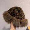 Hat Mongolian Women Thick Plush Windproof Leopard Print Hat Accessory Winter
