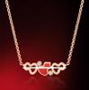 Women's Red Agate & White Mother-of-Pearl Pendant Necklace with 18k Rose Gold and Diamond Accents on a 925 Silver-Plated Clavicle Chain