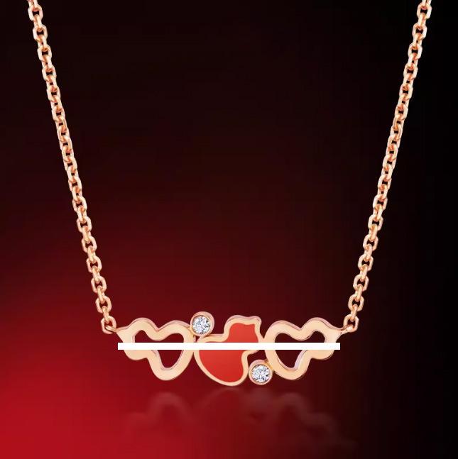 Women's Red Agate & White Mother-of-Pearl Pendant Necklace with 18k Rose Gold and Diamond Accents on a 925 Silver-Plated Clavicle Chain