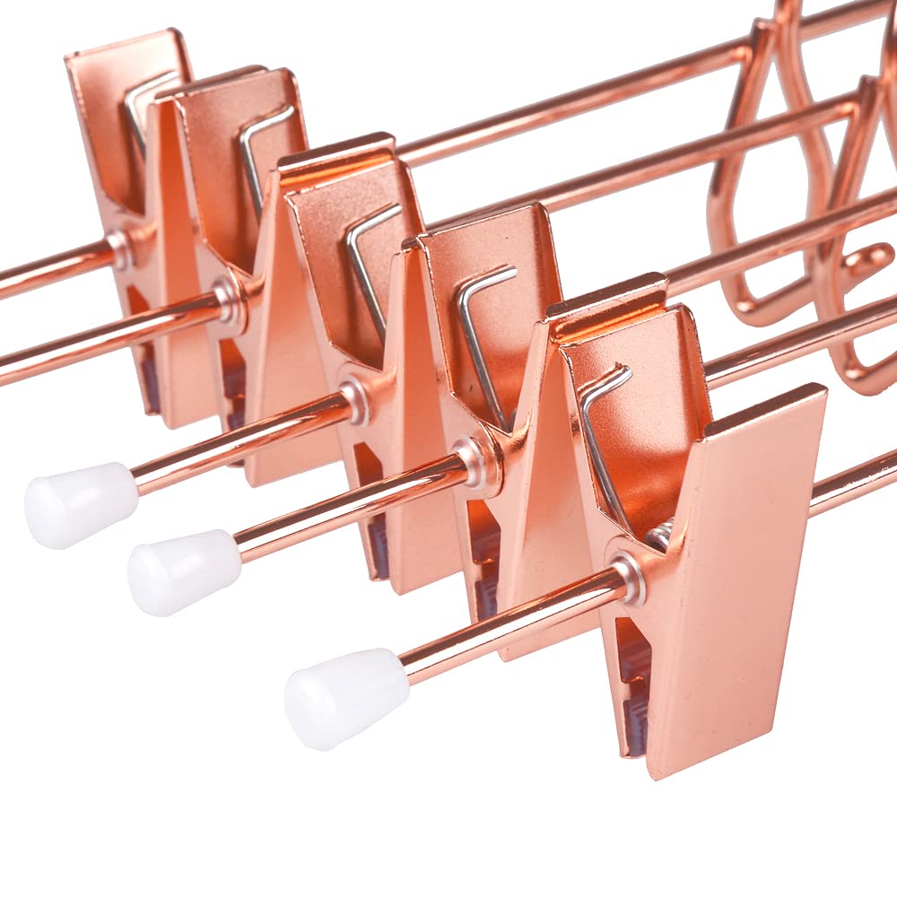Amber Home Roségold Hose mit Verbindungsstahlmetall Praktische Starke Kompakte Kleiderbügel Kleiderbügel, 12er-Pack Haken, Platzsparende Kleiderbügel, Aufbewahrung,