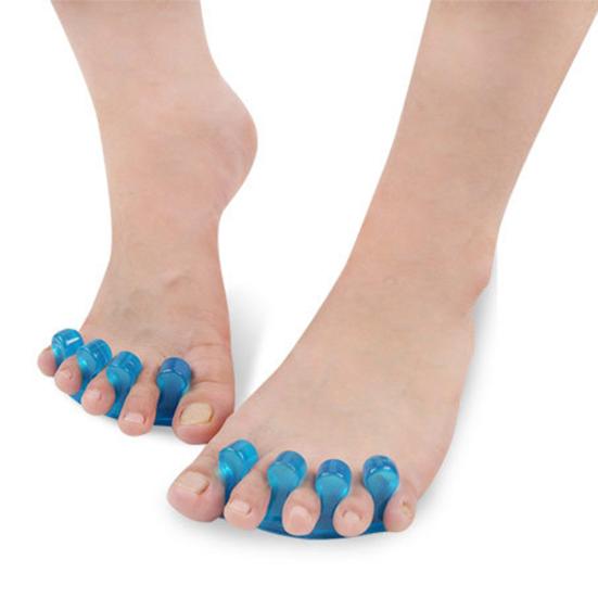 1 Pair Toe Separator for Overlapping Toes, 3-Hole Blue Gel Bunion Corrector, Soft SEBS Foot Spacer for Hallux Valgus, Toe Straightener for Women