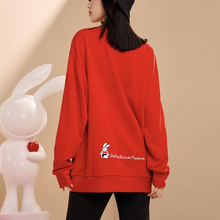 Men's FILA CNY X Buer Rabbit Sweatshirts Unisex Red Crew Neck Moderate Other