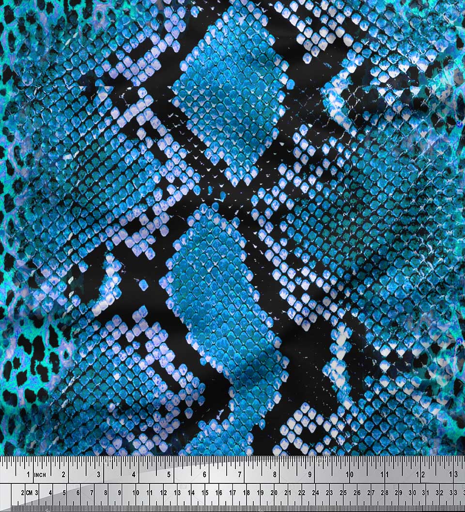 

Японська креп-атласна тканина Soimoi Green з леопардовою та зміїною шкірою Тканина на метри 42 дюйми 42 Inch Wide - Poly Crepe синій