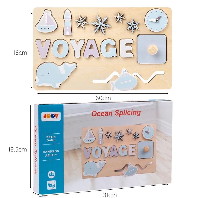

Montessori Baby Educational Toys Shape Cognitive Matching Game Letter Learning Space Planet Traffic Ocean 3D Wooden Puzzle Board