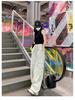 Retro Purple High-Waisted Straight-Leg Cargo Pants - Spring Loose-Fit Sport Wide-Leg Style