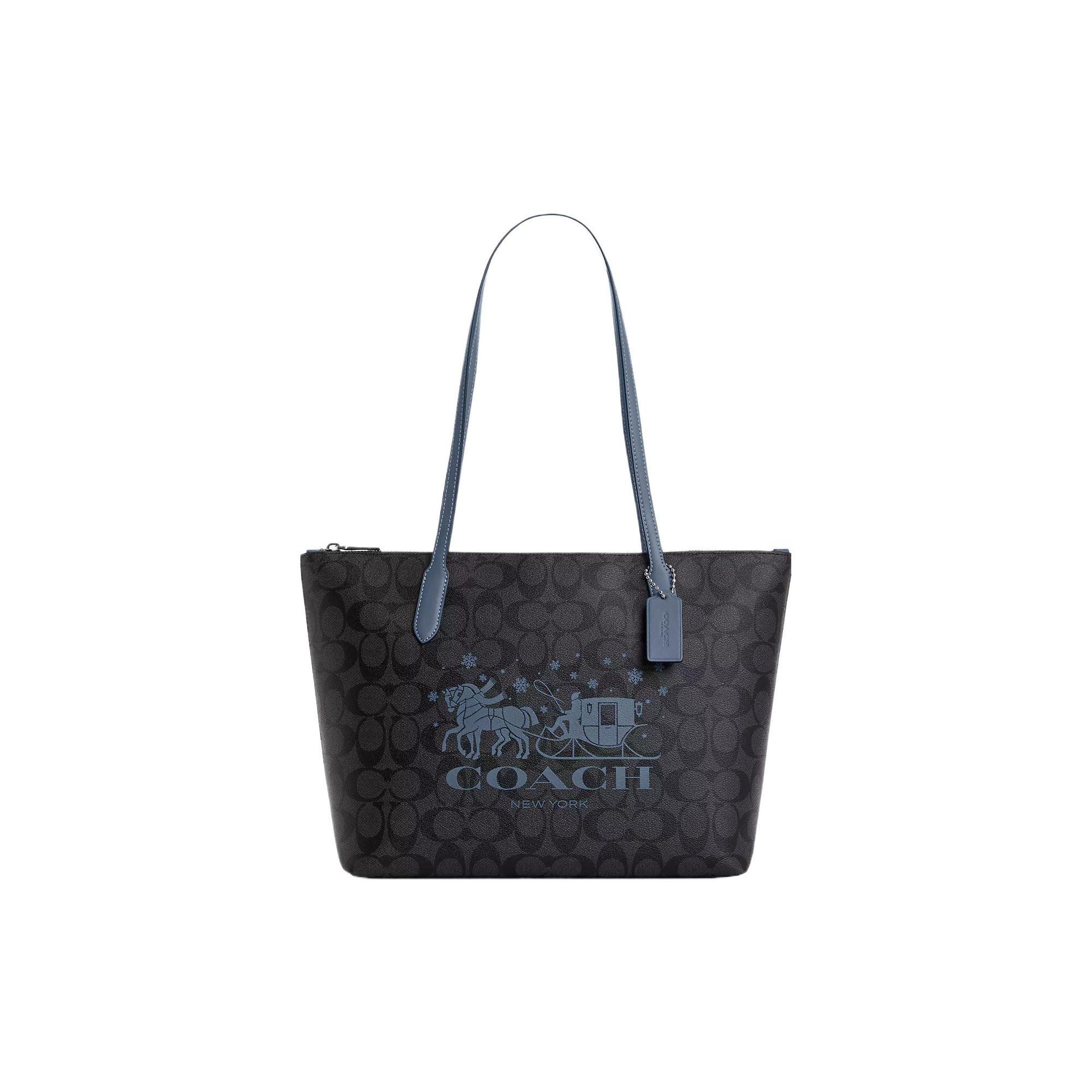 COACH Zip Top Tote Coated Canvas