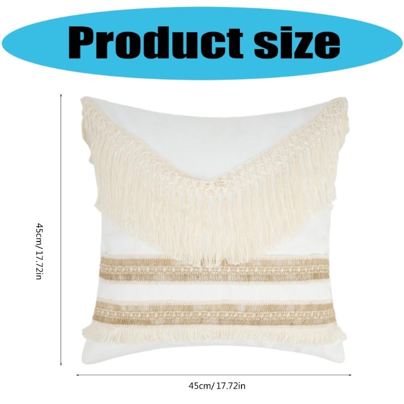 Pillow Case Decorative Pillow Covers 45x45cm with Textured Fringe Design for Elegant and Unique Home Decoration