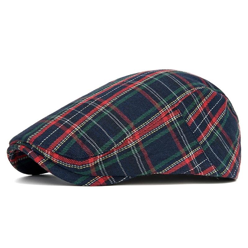 Colorful Plaid Forward-Caps for Men and Women Fashionable Baseball Caps Berets British Newsboy Hats Artist Hats