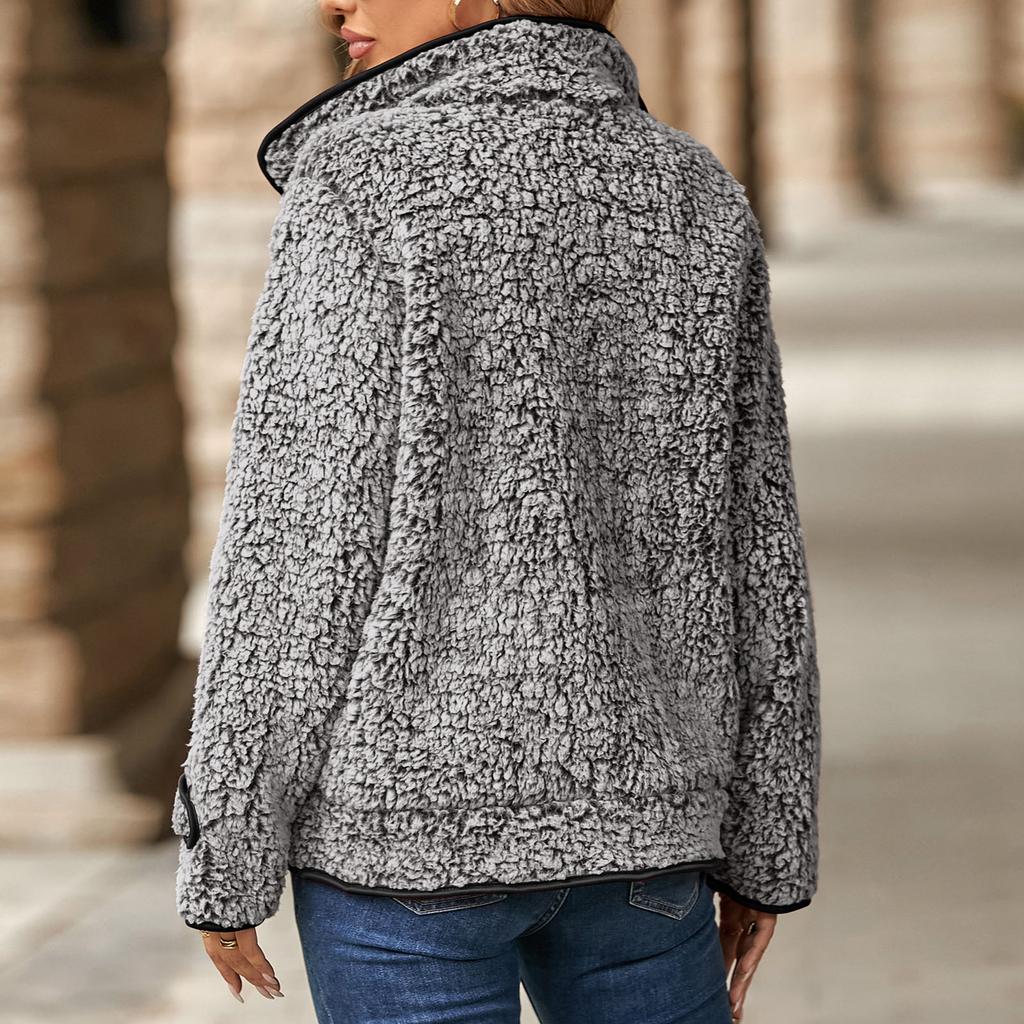 Women's Loose Winter Long-sleeved Single-breasted Lapel Gradient Plush Coat