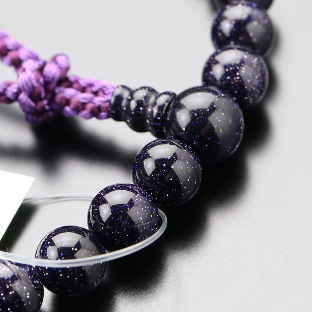 [Nenju Dot Com] Women's Rosary Approx. 8mm Purple Goldstone Bontan Tassel Kyoto Rosary Blue Goldstone