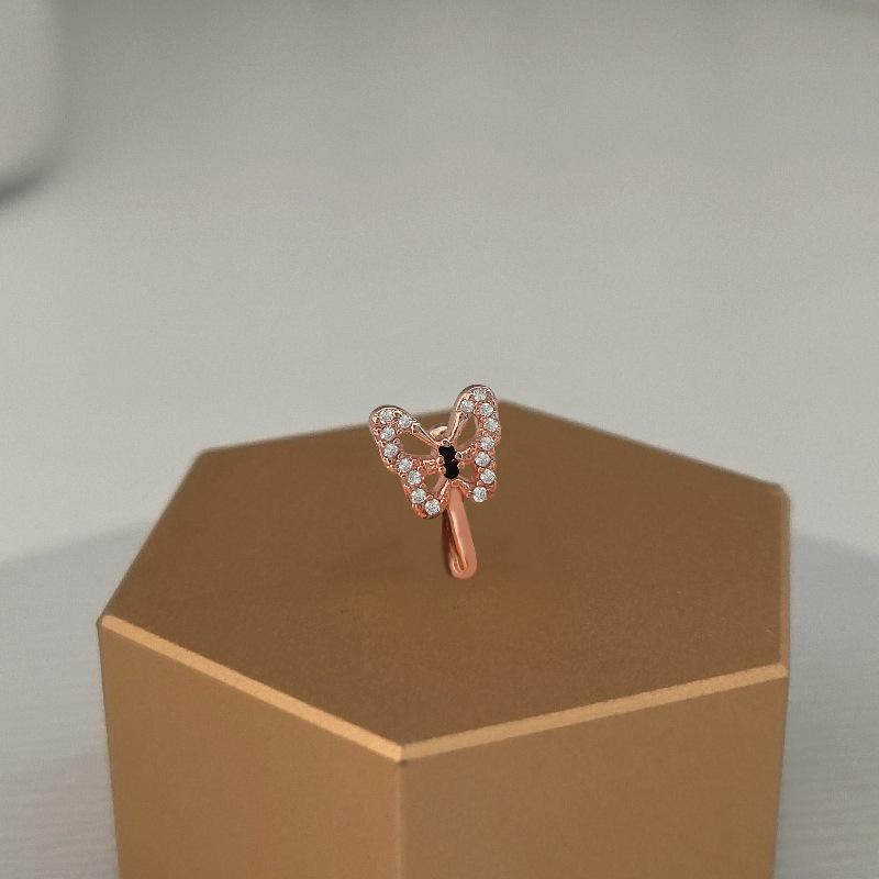

Серьги-гвоздики в форме бабочки: Медный циркониевый зажим для носа Cross-Border — популярное модное украшение для уникального образа XL0740 розового золота