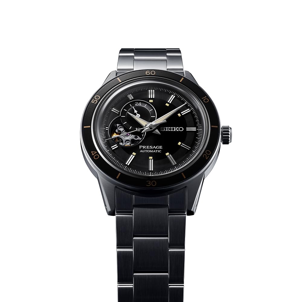 Seiko Presage Basic Style SARY191 Line 60's Semi-Skeleton Men's Watch, Silver,