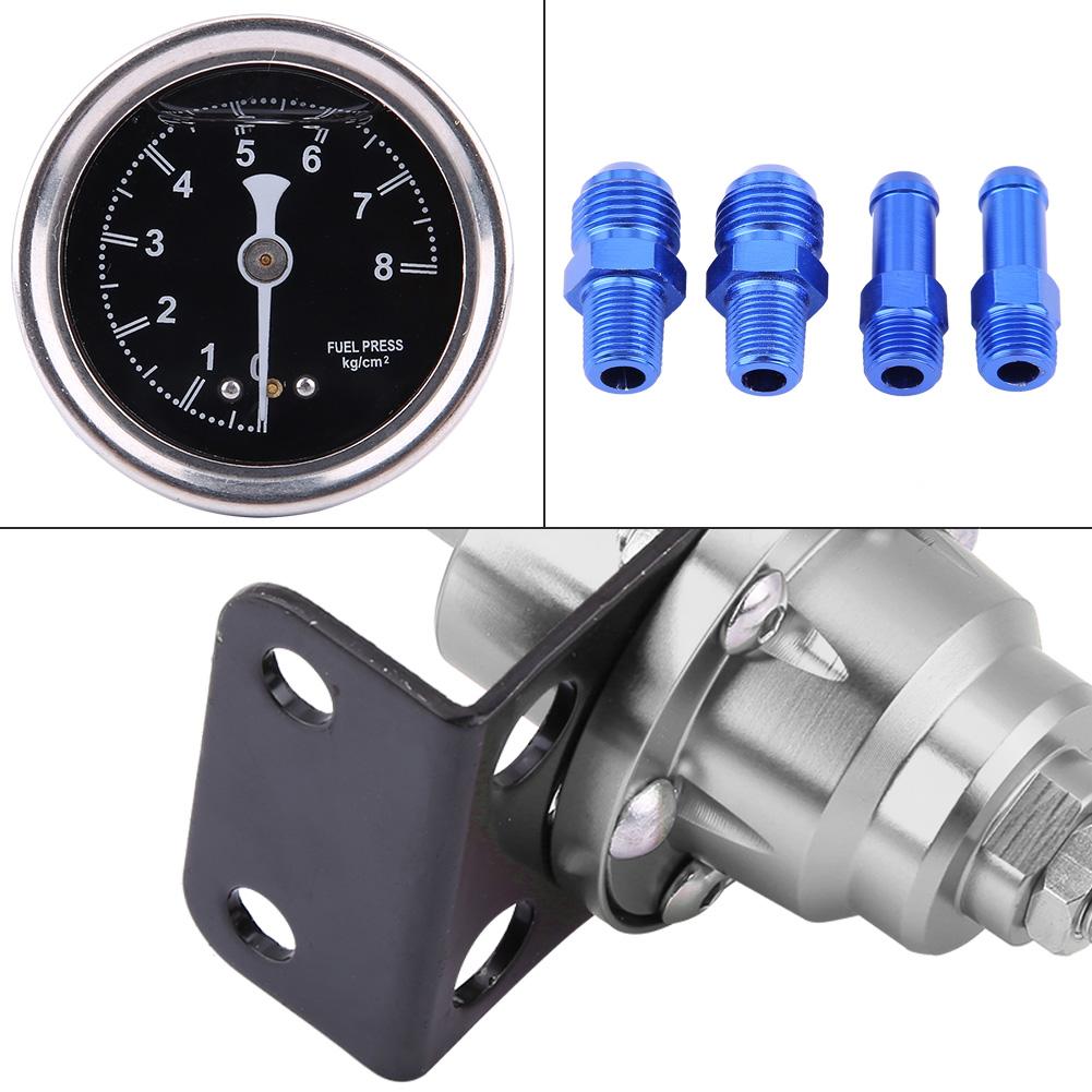 Aluminum Car 160psi 1: 1 Fuel Pressure Regulator Oil Gauge Kit (Black)