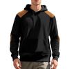 Mens Casual Loose Plaid Color Block Hooded Pullover Sweatshirt With Large Pockets